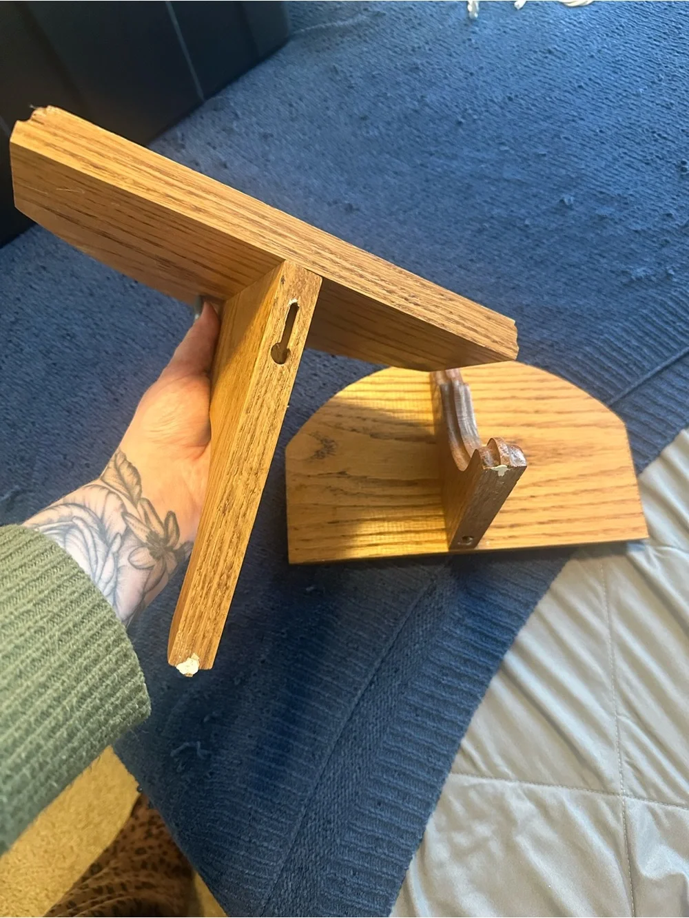 Pair of Wooden Shelf Brackets - Natural Wood